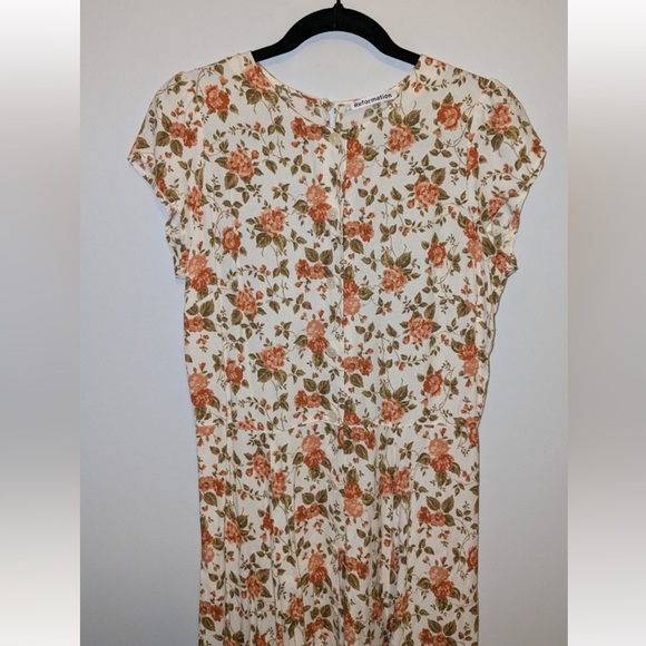 Reformation Fauna Floral-print Crepe Midi Dress In White Size 8 $228 - Picture 5 of 9